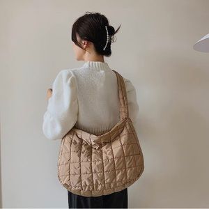 Quilted Tote Bags for Women Lightweight Quilted Padding Shoulder Bag Cotton